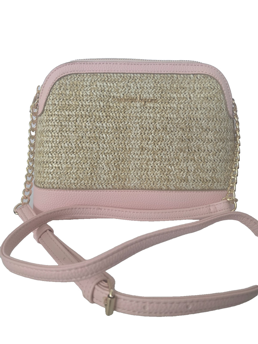 Nanette Lepore Women's Pink & Straw Gold Hardware Hand Bag